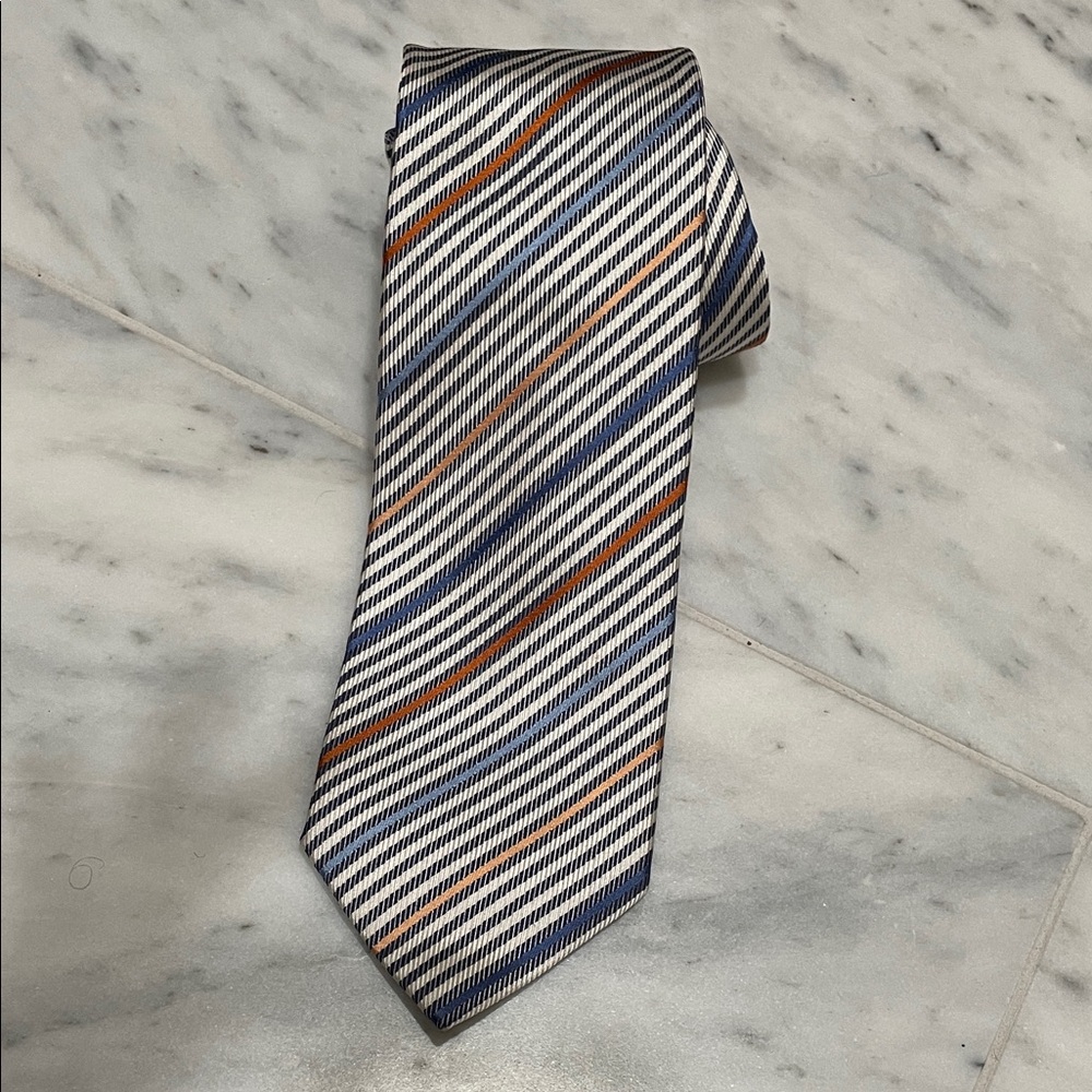 Ermenegildo Zegna Diagonal Striped Tie in Blue and Orange